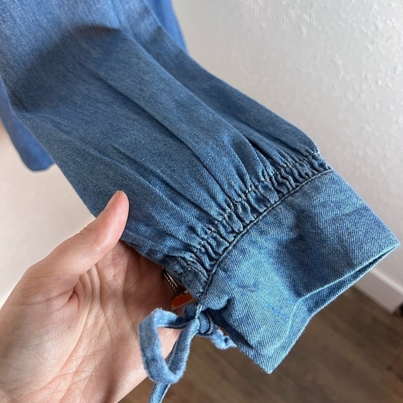 NWT Old Navy Split-Neck Puff-Sleeve Jean Blouse for Women - Picture 8 of 12